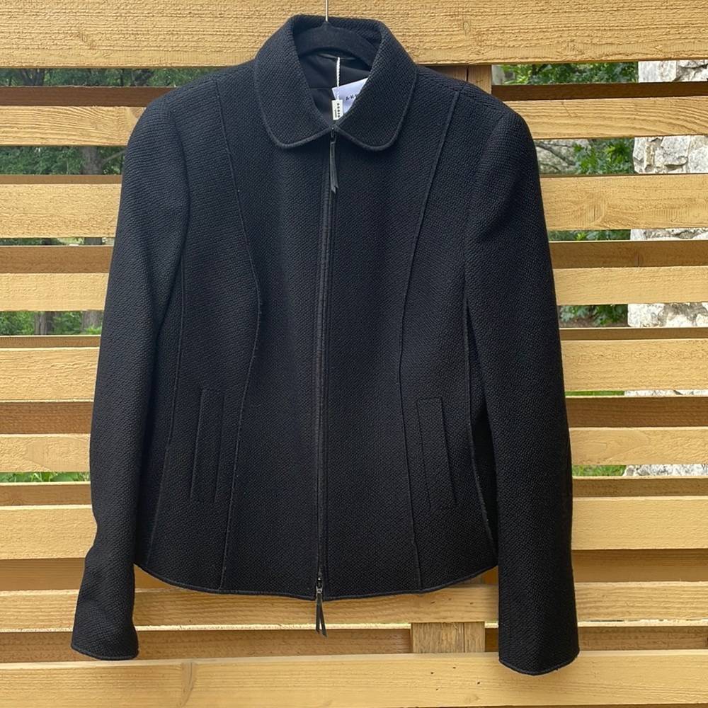 Akris Punto | Wool Full Zip Black Short Jacket Cropped Size 12